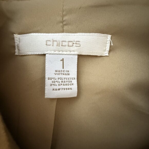 Chico's Jacket Women's 1 Wool Blend Coat Single Textured‎ Button Closure Lined - Picture 7 of 12